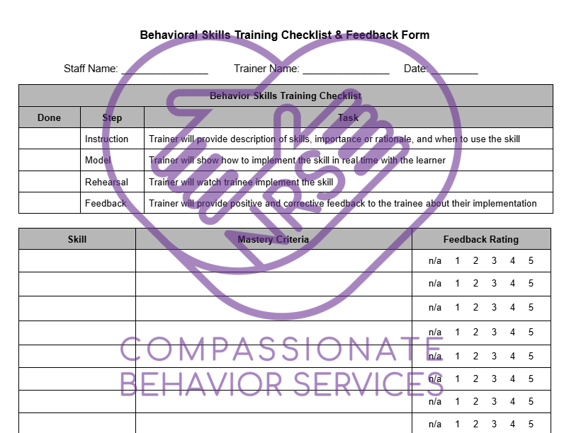 BST Checklist & Feedback Form