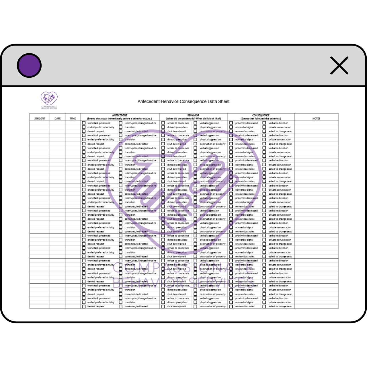 A-B-C Forced- Choice Data Sheet